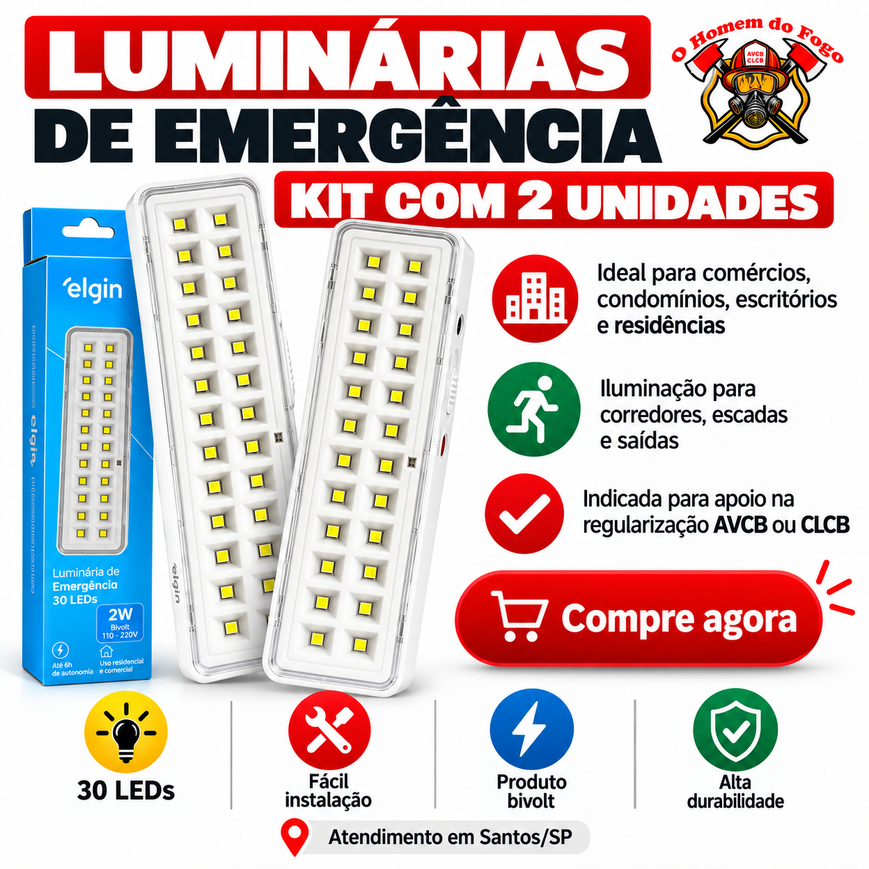 ILUMINAÇÃO DE EMÊRGENCIA AVCB - CLCB EM SANTOS